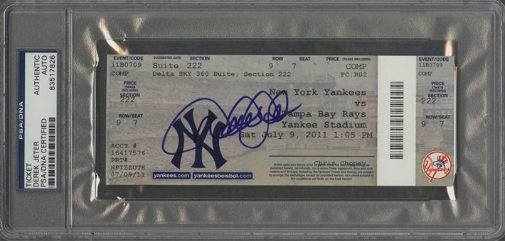 2011 Derek Jeter 3000th hit New York Yankees vs. Tampa Bay Rays Signed  Ticket –  PSA/DNA Authentic